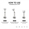 MULTI CZ BAGUETTE BEZEL DANGLE CHAIN TOP 316L SURGICAL STEEL THREADLESS (PUSH IN ) LABRET SET